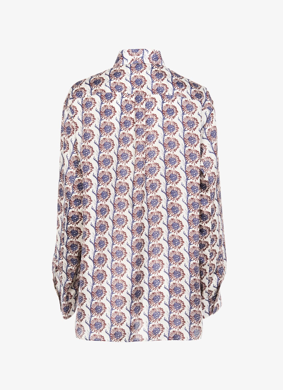 Wide printed habotai silk shirt  ALAÏA BLANC/MARRON WIDE PRINTED HABOTAI SILK SHIRT